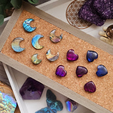 Load image into Gallery viewer, Labradorite Moon & Heart Series ~ Real Crystal Pins