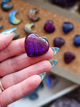 Load image into Gallery viewer, Labradorite Moon & Heart Series ~ Real Crystal Pins