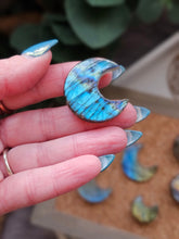 Load image into Gallery viewer, Labradorite Moon & Heart Series ~ Real Crystal Pins