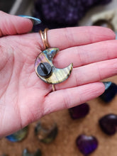 Load image into Gallery viewer, Labradorite Moon & Heart Series ~ Real Crystal Pins