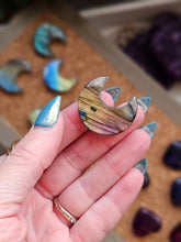 Load image into Gallery viewer, Labradorite Moon & Heart Series ~ Real Crystal Pins