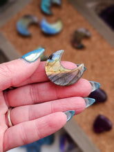 Load image into Gallery viewer, Labradorite Moon & Heart Series ~ Real Crystal Pins