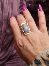Load image into Gallery viewer, Pink Rainbow Moonstone Sterling Silver Statement Rings