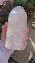 Load and play video in Gallery viewer, Natural Blue Rose Quartz Statement Tower