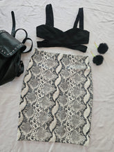 Load image into Gallery viewer, Pleather Snakeskin Skirt