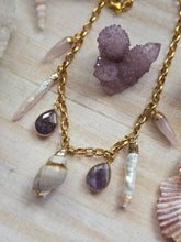 Load image into Gallery viewer, Ocean Goddess Chunky Gold Crystal Charm Necklace