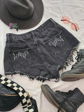 Load image into Gallery viewer, High Waisted Flame Denim Mom Shorts