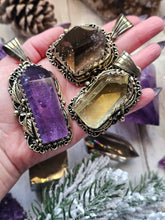 Load image into Gallery viewer, Deluxe XL Chunky Crystal Antique Silver Pendants