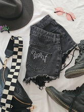 Load image into Gallery viewer, High Waisted Flame Denim Mom Shorts