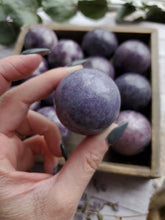 Load image into Gallery viewer, Natural Lavender Lepidolite Spheres