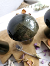 Load image into Gallery viewer, Gold Sheen Obsidian Carved Mushrooms
