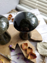 Load image into Gallery viewer, Gold Sheen Obsidian Carved Mushrooms