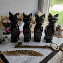 Load image into Gallery viewer, Black Onyx Crystal Gemstone Carved Cats