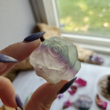 Load image into Gallery viewer, Rainbow Fluorite Carved Crystal Roses