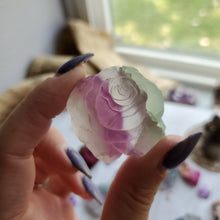 Load image into Gallery viewer, Rainbow Fluorite Carved Crystal Roses