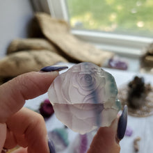 Load image into Gallery viewer, Rainbow Fluorite Carved Crystal Roses