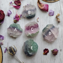 Load image into Gallery viewer, Rainbow Fluorite Carved Crystal Roses