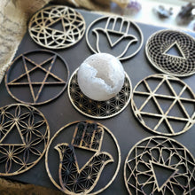 Load image into Gallery viewer, Sacred Geometry Wooden Sphere Stand