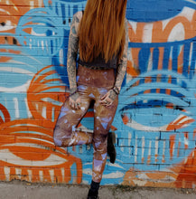 Load image into Gallery viewer, Citrine Crystal Fold Over Yoga Leggings