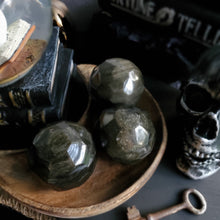 Load image into Gallery viewer, Mini Faceted Gold Sheen Obsidian Spheres