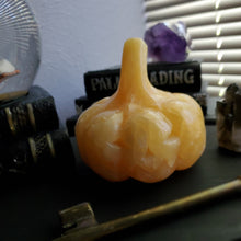 Load image into Gallery viewer, Orange Calcite Carved Halloween Crystal Pumpkin