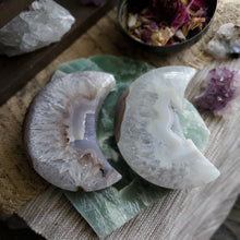 Load image into Gallery viewer, Agate Crystal Crescent Druzy Moons