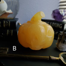 Load image into Gallery viewer, Orange Calcite Carved Halloween Crystal Pumpkin