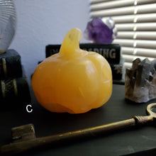 Load image into Gallery viewer, Orange Calcite Carved Halloween Crystal Pumpkin
