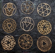 Load image into Gallery viewer, Sacred Geometry Wooden Sphere Stand