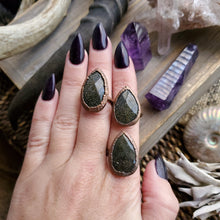 Load image into Gallery viewer, Black Sandstone Rose Cut Electroformed Ring