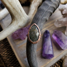 Load image into Gallery viewer, Black Sandstone Rose Cut Electroformed Ring