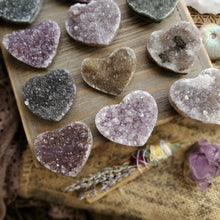 Load image into Gallery viewer, Natural Amethyst Druzy Hearts