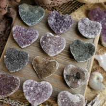 Load image into Gallery viewer, Natural Amethyst Druzy Hearts