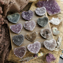 Load image into Gallery viewer, Natural Amethyst Druzy Hearts