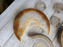 Load image into Gallery viewer, Agate Crystal Crescent Druzy Moons