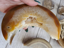 Load image into Gallery viewer, Agate Crystal Crescent Druzy Moons