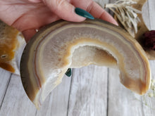 Load image into Gallery viewer, Agate Crystal Crescent Druzy Moons