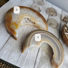 Load image into Gallery viewer, Agate Crystal Crescent Druzy Moons