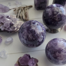 Load image into Gallery viewer, Purple "Galaxy" Lepidolite Spheres