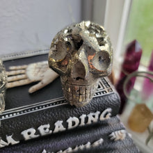 Load image into Gallery viewer, Evil Pyrite Half Raw Crystal Cluster Skulls