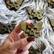 Load image into Gallery viewer, Natural Sheen Obsidian Gemstone Death Head Moth