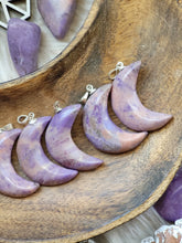 Load image into Gallery viewer, Rare Lavender Unicorn Jade "Jadeite" Moon Pendants