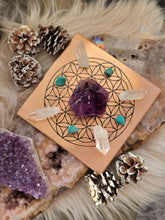 Load image into Gallery viewer, Flower of Life Sacred Geometry Copper Crystal Grid