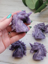 Load image into Gallery viewer, Purple "Galaxy" Lepidolite Gemstone Unicorns