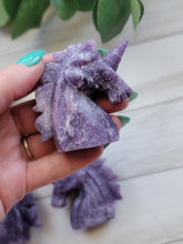 Load image into Gallery viewer, Purple "Galaxy" Lepidolite Gemstone Unicorns