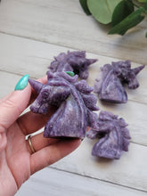 Load image into Gallery viewer, Purple "Galaxy" Lepidolite Gemstone Unicorns