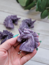 Load image into Gallery viewer, Purple "Galaxy" Lepidolite Gemstone Unicorns