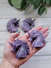 Load image into Gallery viewer, Purple "Galaxy" Lepidolite Gemstone Unicorns