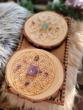 Load image into Gallery viewer, Natural Wooden Sacred Geometry Activation Crystal Grid