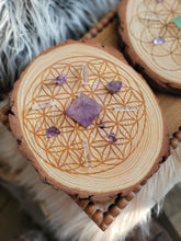 Load image into Gallery viewer, Natural Wooden Sacred Geometry Activation Crystal Grid